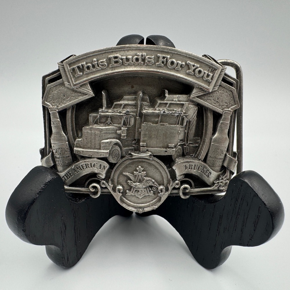 Vintage 1987 Budweiser‎ American Trucker Belt Buckle Bergamot Brass Works D-175